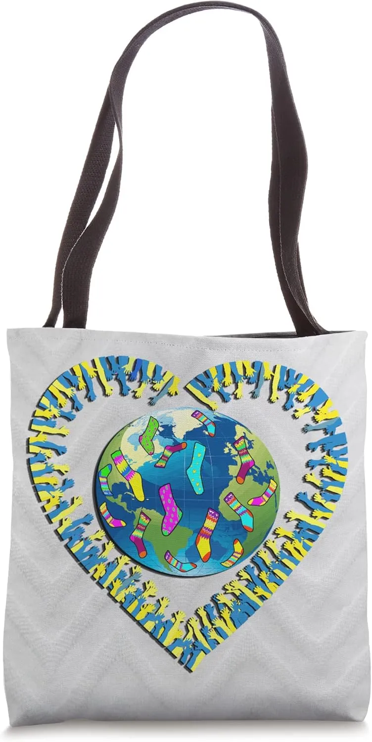 Awareness Blue & Yellow Design World Down Syndrome Day Tote Bag