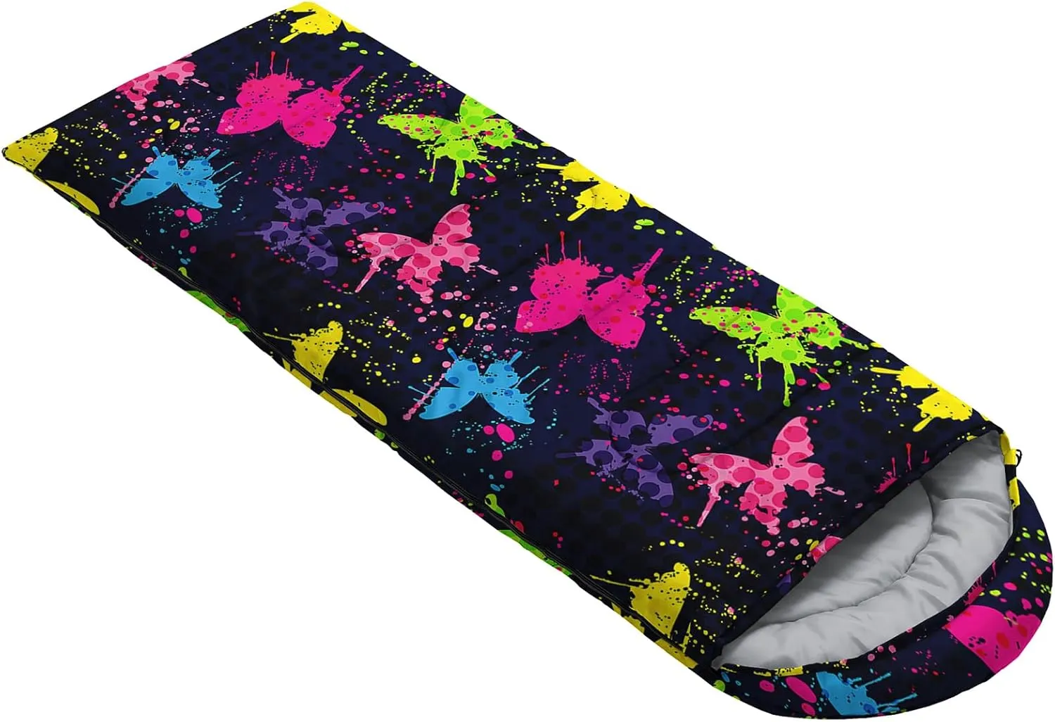 Axolotl Dinosaur Camping Sleeping Bag for Kids,3 Season Warm & Cool Spring Summer Fall Weather Waterproof Colorful Dino Camping Sack for Boys Girls Portable Lightweight,Travelling Adventure Hiking