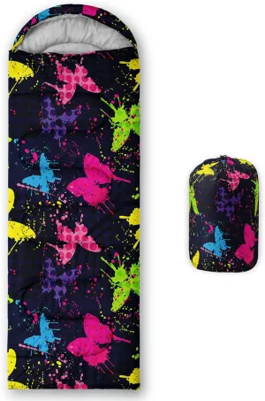 Axolotl Dinosaur Camping Sleeping Bag for Kids,3 Season Warm & Cool Spring Summer Fall Weather Waterproof Colorful Dino Camping Sack for Boys Girls Portable Lightweight,Travelling Adventure Hiking