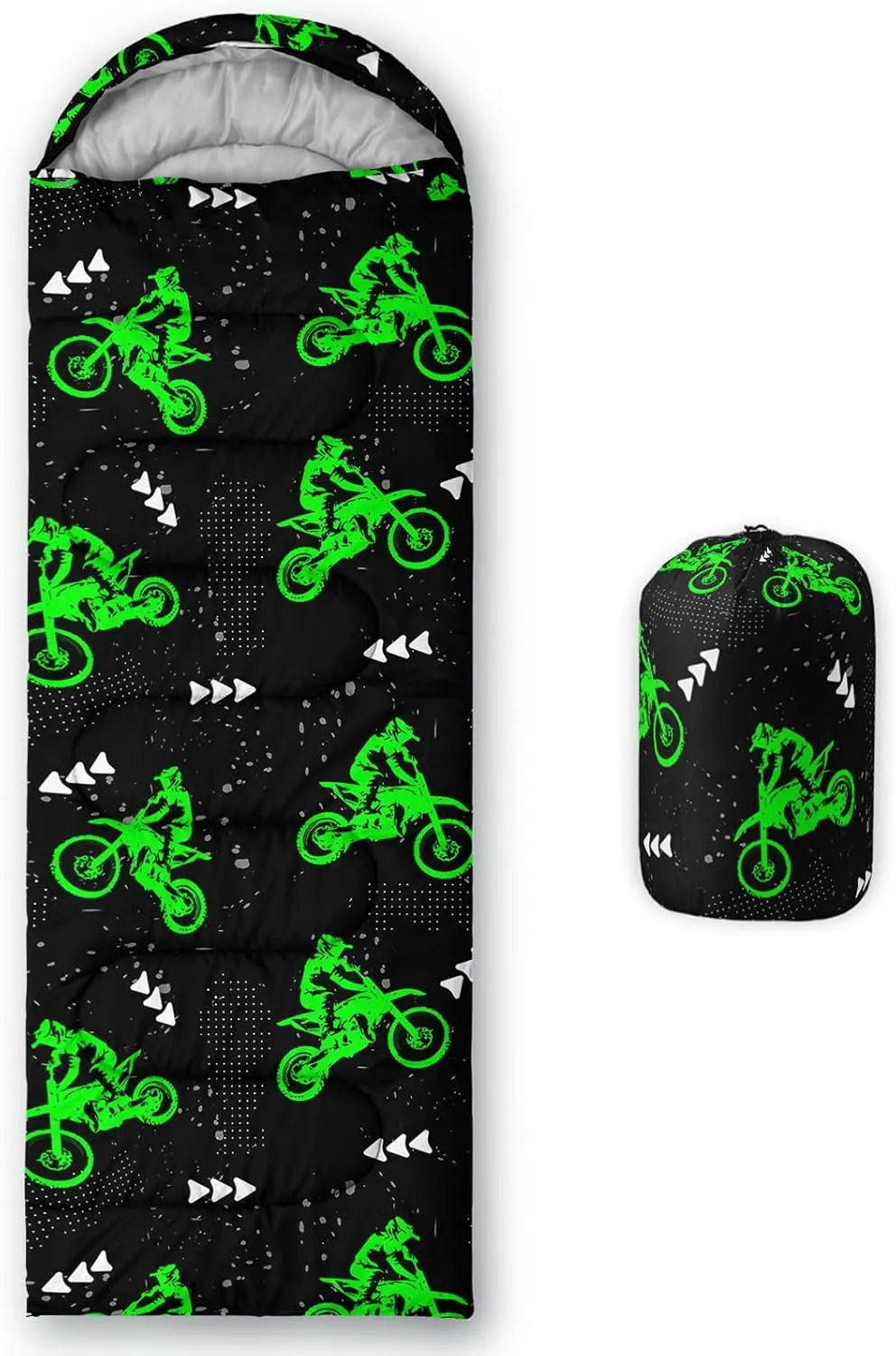 Axolotl Green Dirt Bike Sleeping Bag–Lightweight Warm Cold Weather Sleeping Bags,Waterproof Portable Sleeping Bag for Camping Hiking Backpacking Outdoor Indoor 3-4 Seasons,Kids Sleeping Bags for Boys