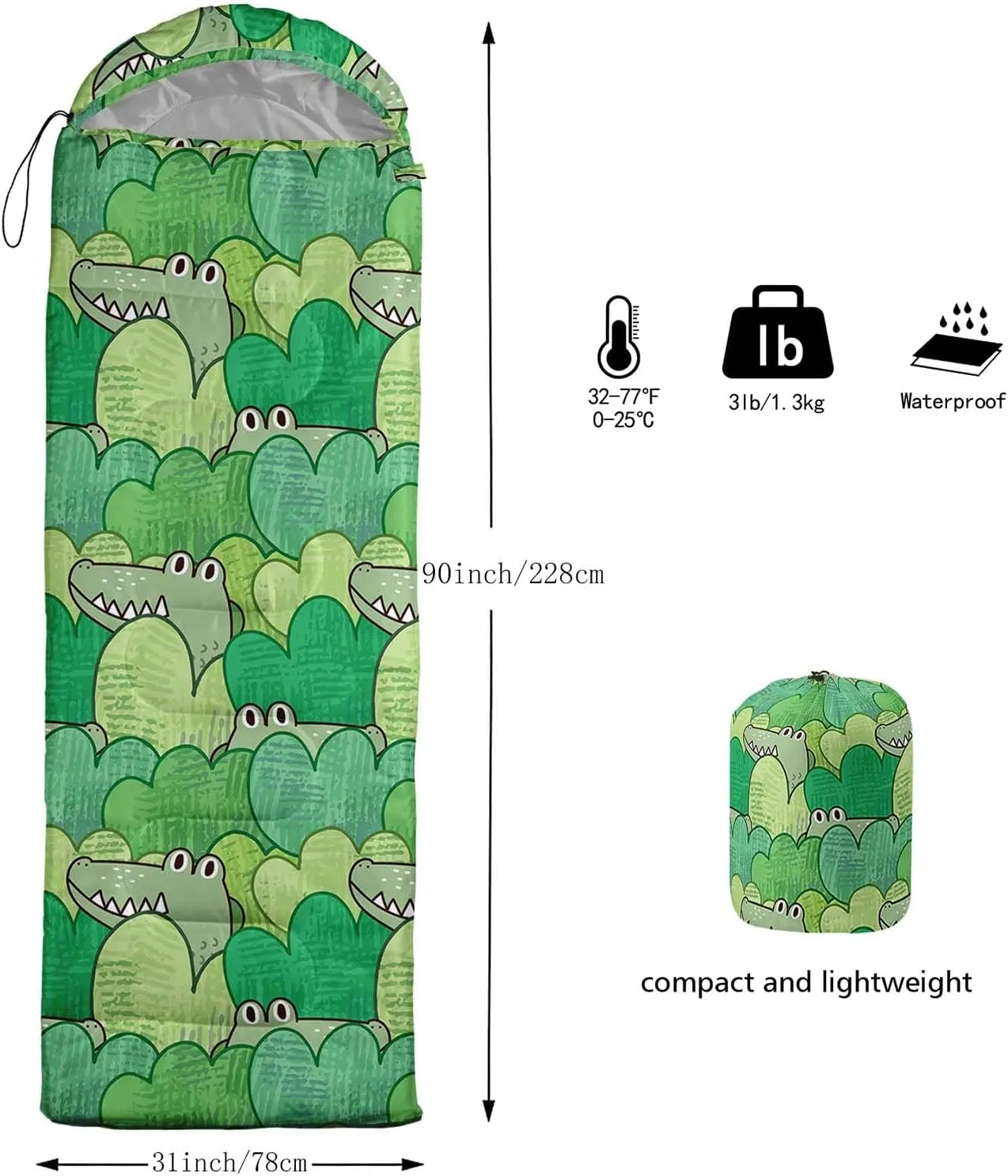 Axolotl Penguin Sleeping Bag for Kids,Kawaii Animals Camping Bag with Compression Sack for Women Men Waterproof Portable and Lightweight for 3 Season Traveling Outdoors Hiking Camping Gear Equipment