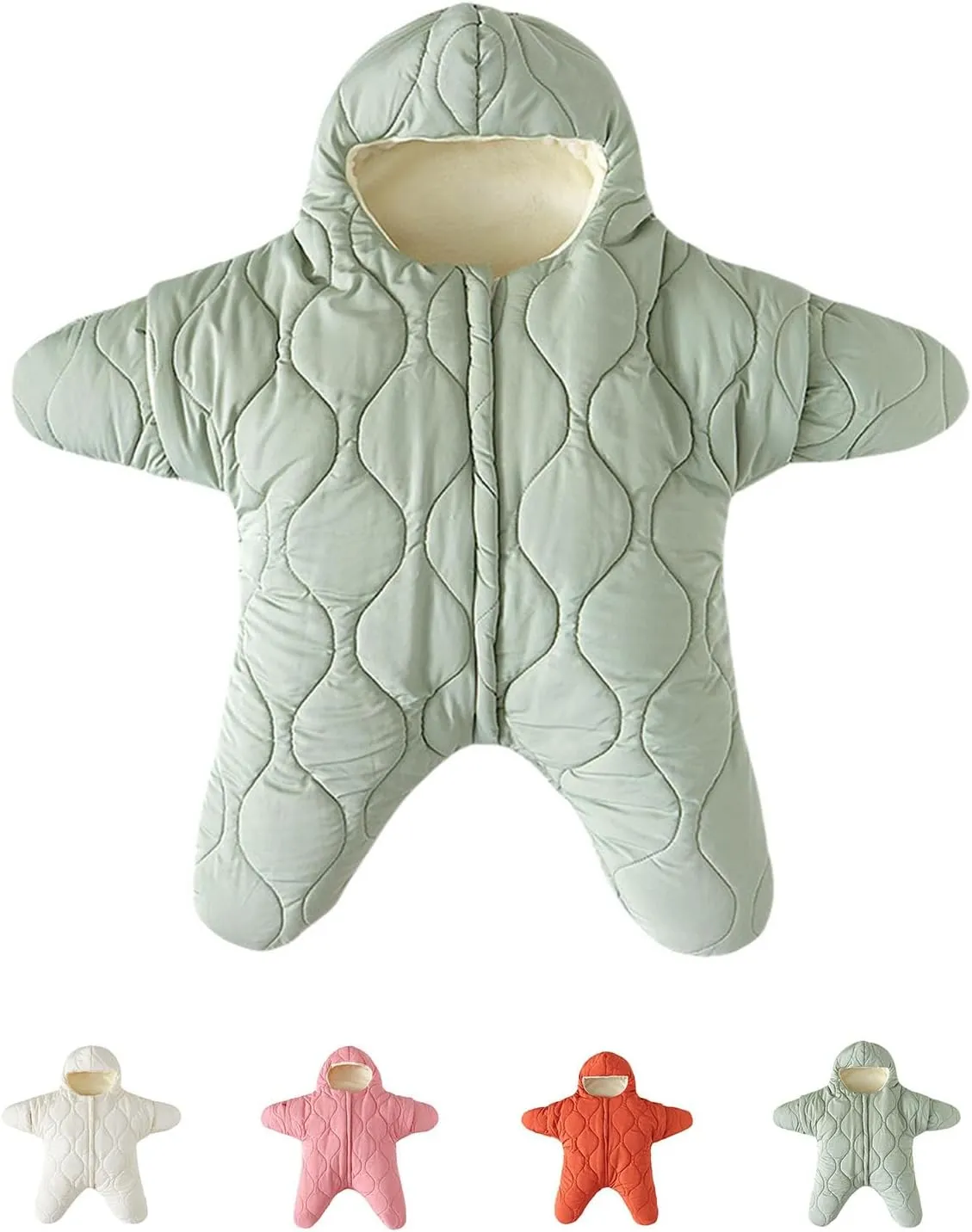 Baby Starfish Onesie, Newborn Winter Jumpsuit, Unisex Sleeping Bag, Thick Cotton Down