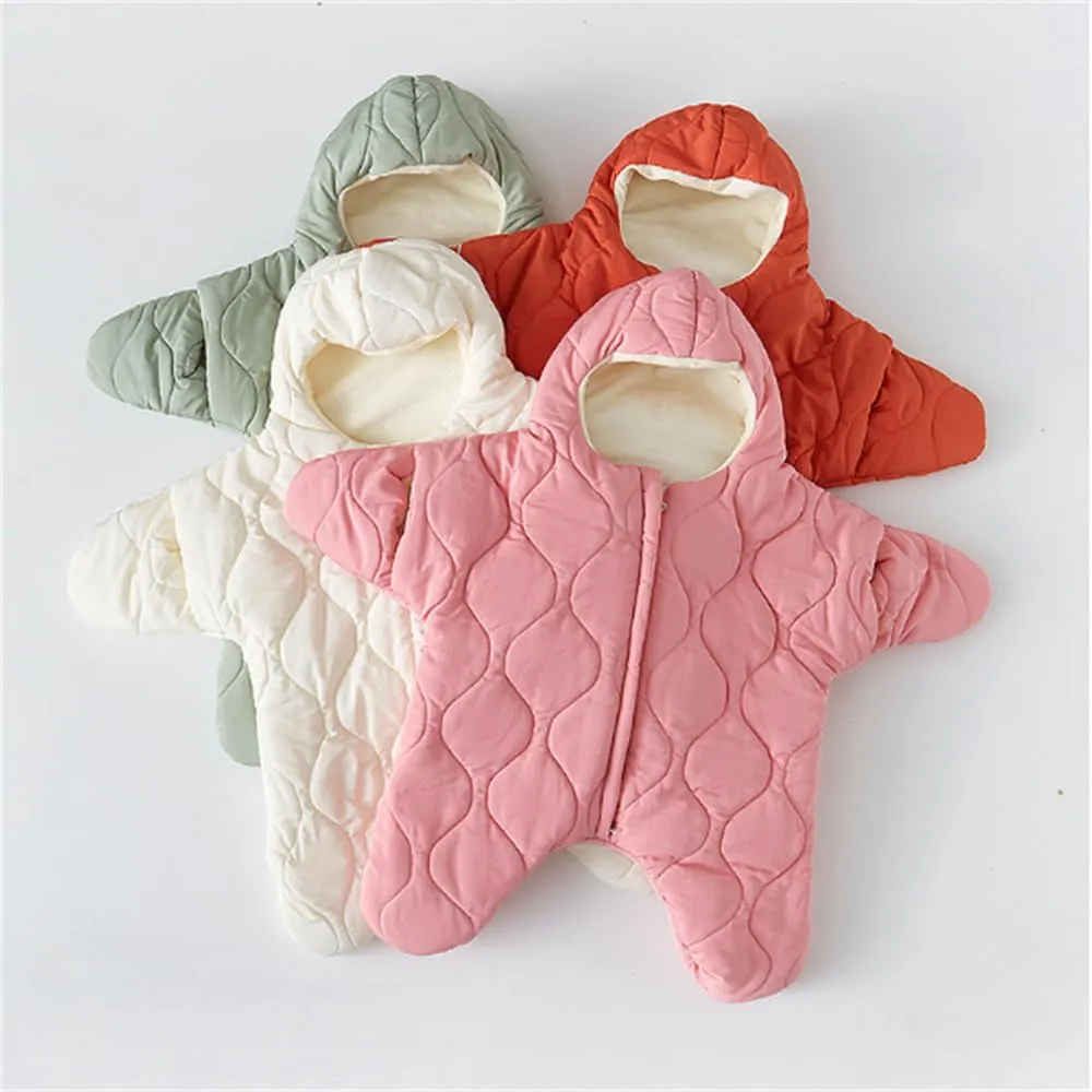 Baby Starfish Onesie, Newborn Winter Jumpsuit, Unisex Sleeping Bag, Thick Cotton Down