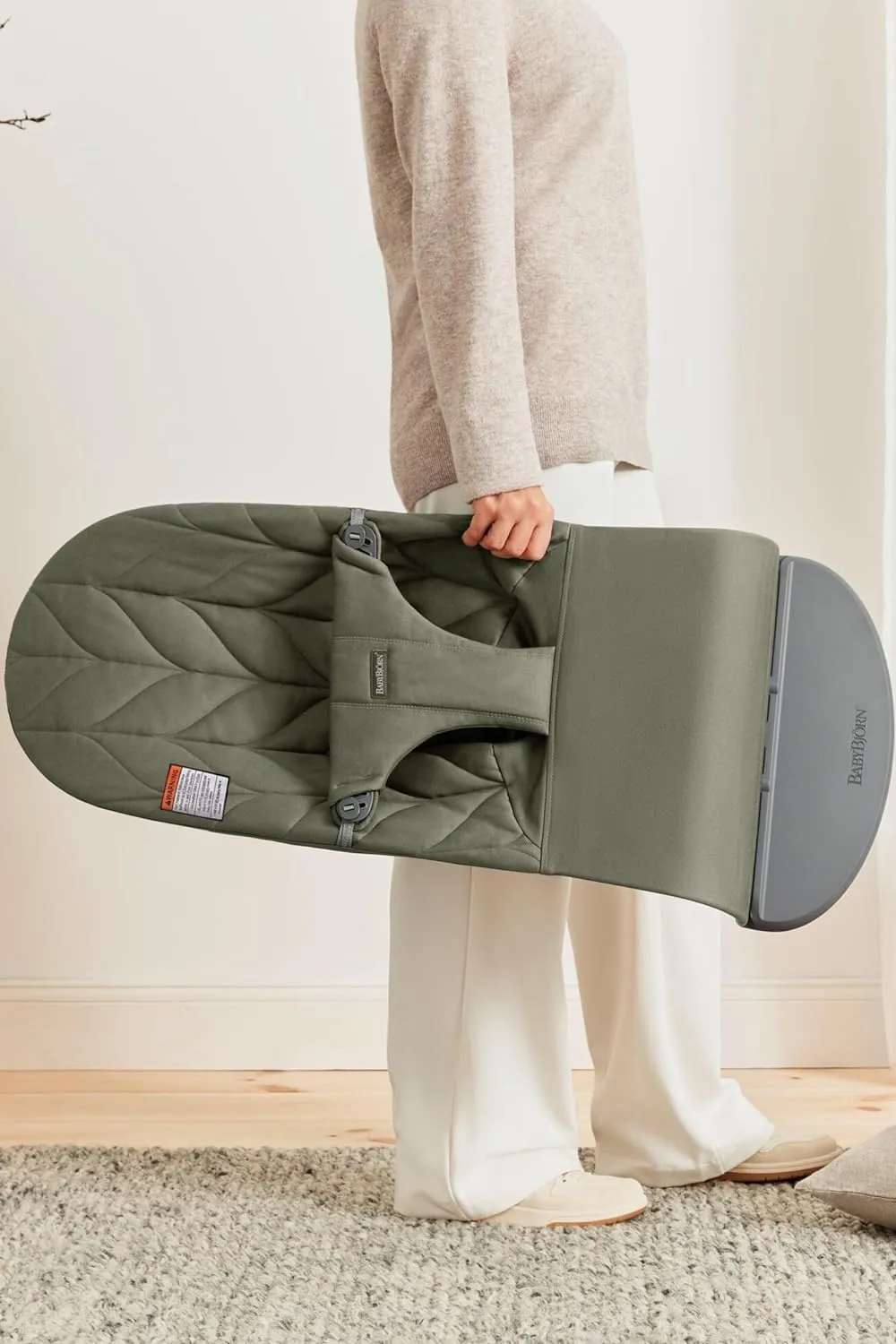 BabyBjörn Bouncer Bliss, Dark Green, Woven, Petal Quilt | 2-in-1 Adjustable Baby Bouncer Seat and Toddler Chair, Newborn to Toddler (8-29 lbs), 4 Positions, Lightweight & Portable