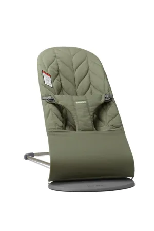 BabyBjörn Bouncer Bliss, Dark Green, Woven, Petal Quilt | 2-in-1 Adjustable Baby Bouncer Seat and Toddler Chair, Newborn to Toddler (8-29 lbs), 4 Positions, Lightweight & Portable