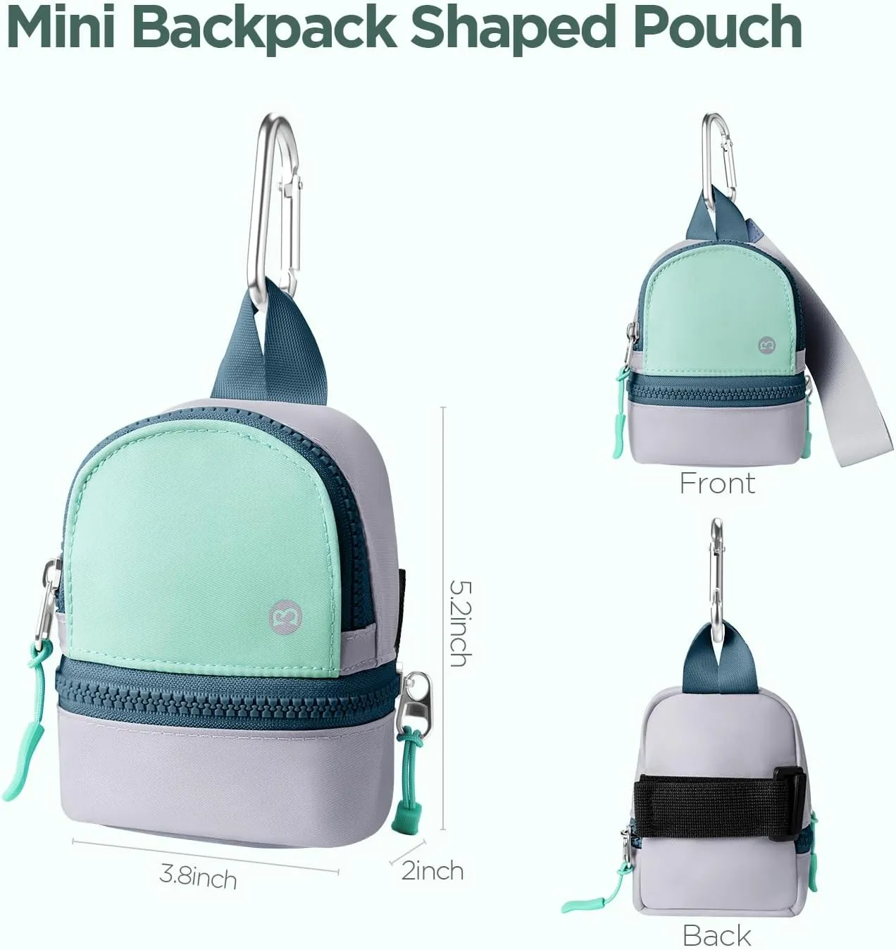 Babysun Mini Backpack Keychain Wristlet Pouch Small Change Coin Purse Cute Zipper Wallet With 3 RFID Card Slots For Women/Men Airpods Cosmetics