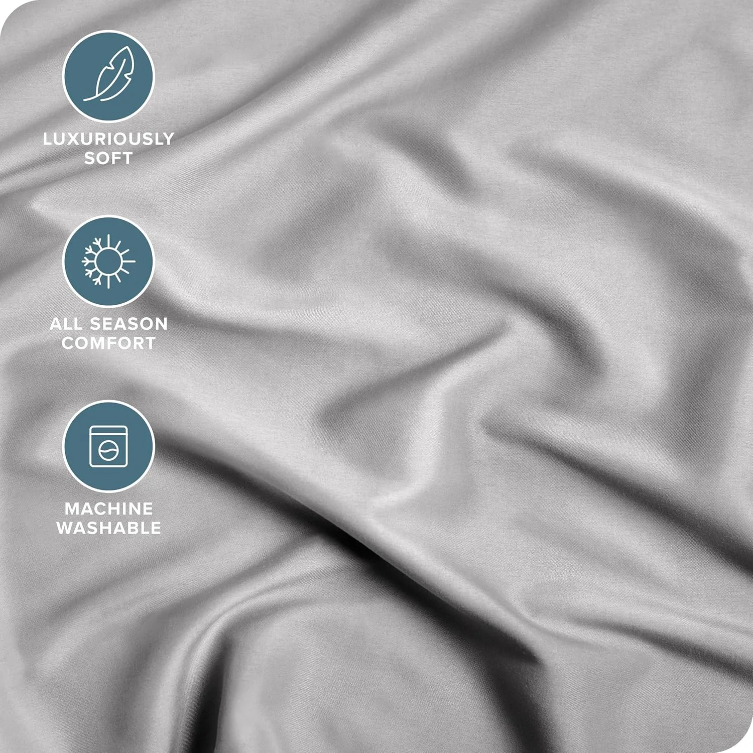 Bare Home Fitted Bottom Sheet Queen - Premium 1800 Microfiber - Ultra-Soft Wrinkle Free - Deep Pocket - Fitted Sheet (Queen, Light Grey)