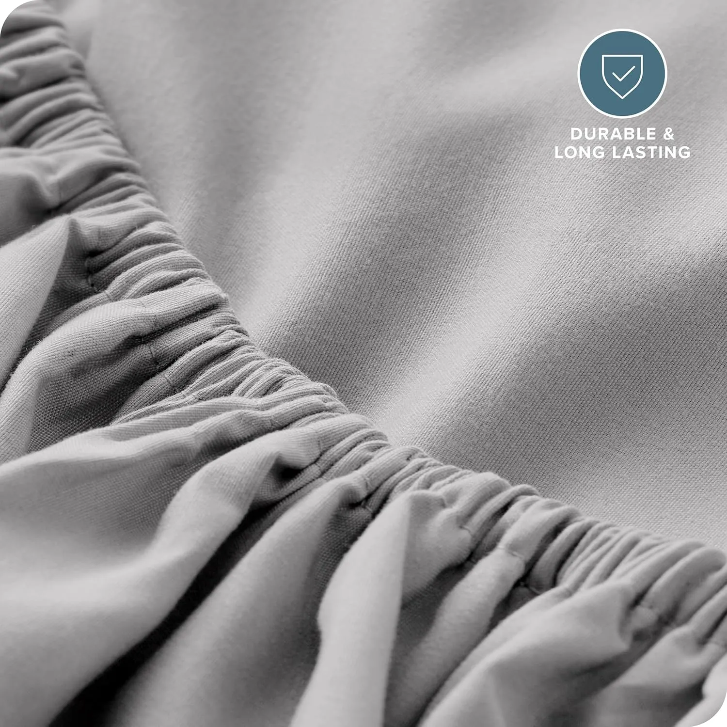 Bare Home Fitted Bottom Sheet Queen - Premium 1800 Microfiber - Ultra-Soft Wrinkle Free - Deep Pocket - Fitted Sheet (Queen, Light Grey)