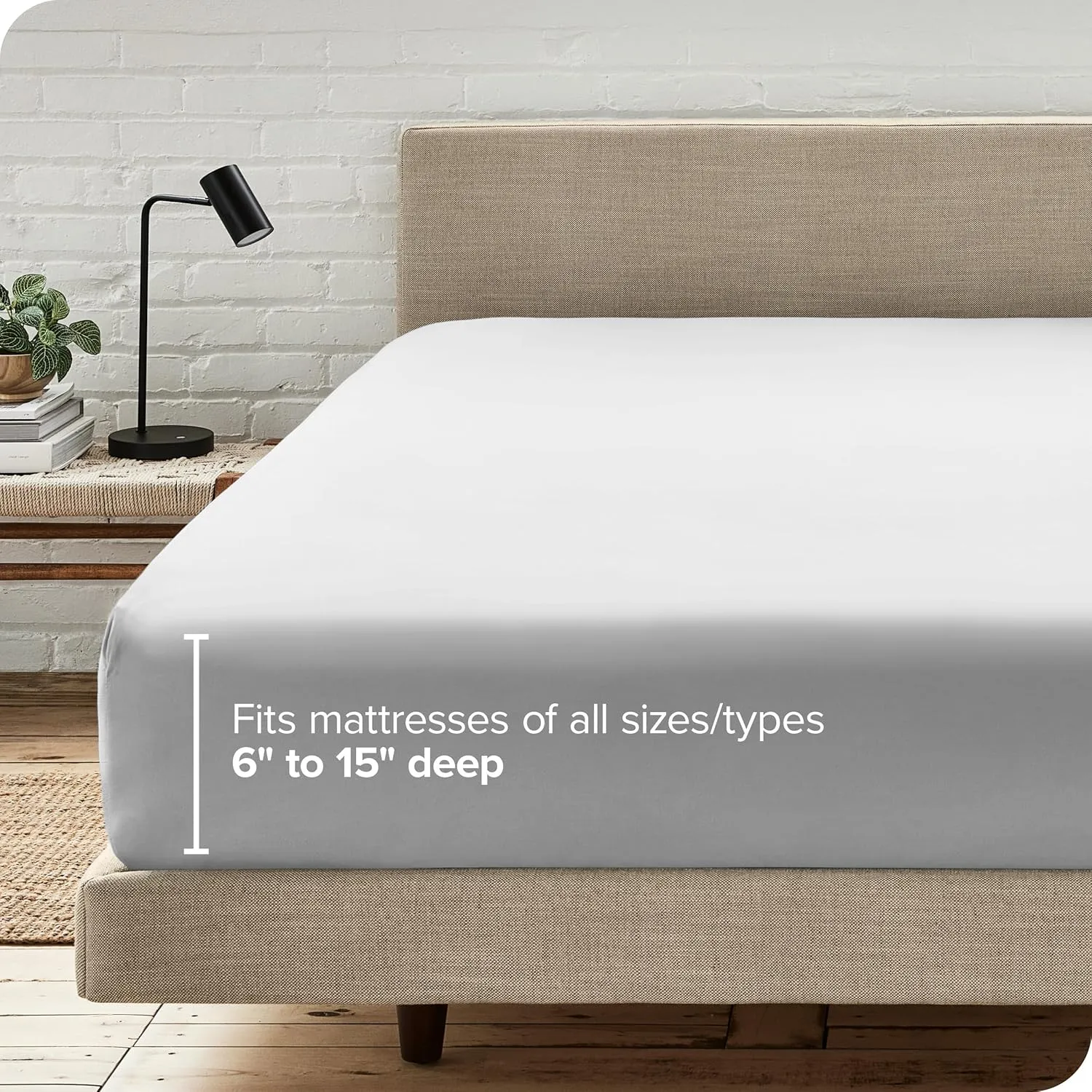 Bare Home Fitted Bottom Sheet Queen Size - Premium 1800 Microfiber - Ultra-Soft Hotel Luxury - Deep Pocket - Durable and Long Lasting (Queen, Cloud Grey)