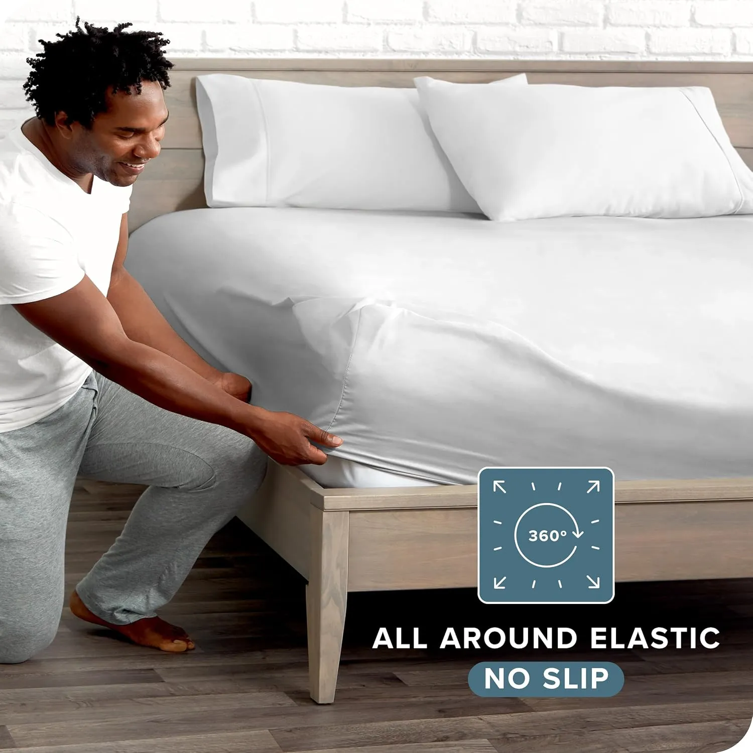 Bare Home Fitted Bottom Sheet Queen Size - Premium 1800 Microfiber - Ultra-Soft Hotel Luxury - Deep Pocket - Durable and Long Lasting (Queen, Cloud Grey)