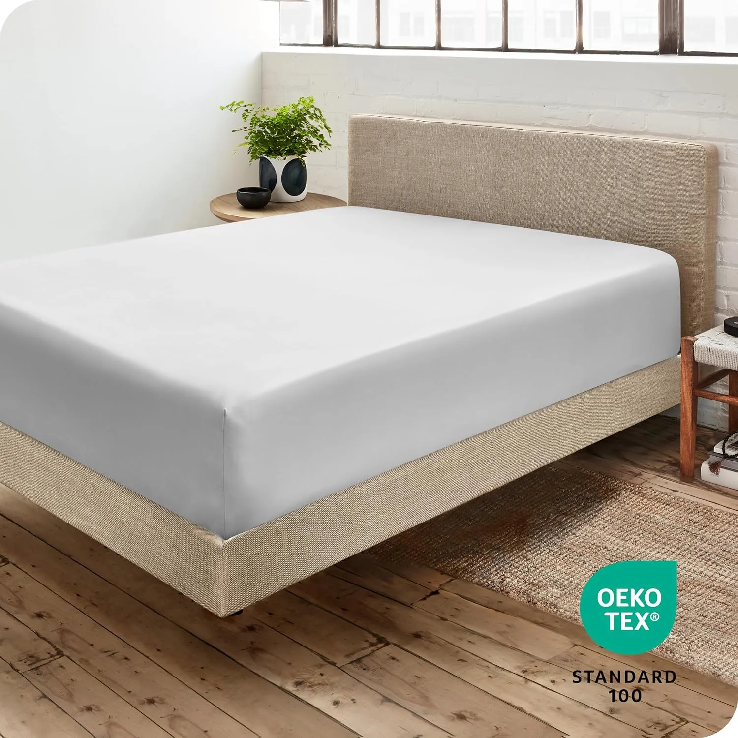 Bare Home Fitted Bottom Sheet Queen Size - Premium 1800 Microfiber - Ultra-Soft Hotel Luxury - Deep Pocket - Durable and Long Lasting (Queen, Cloud Grey)