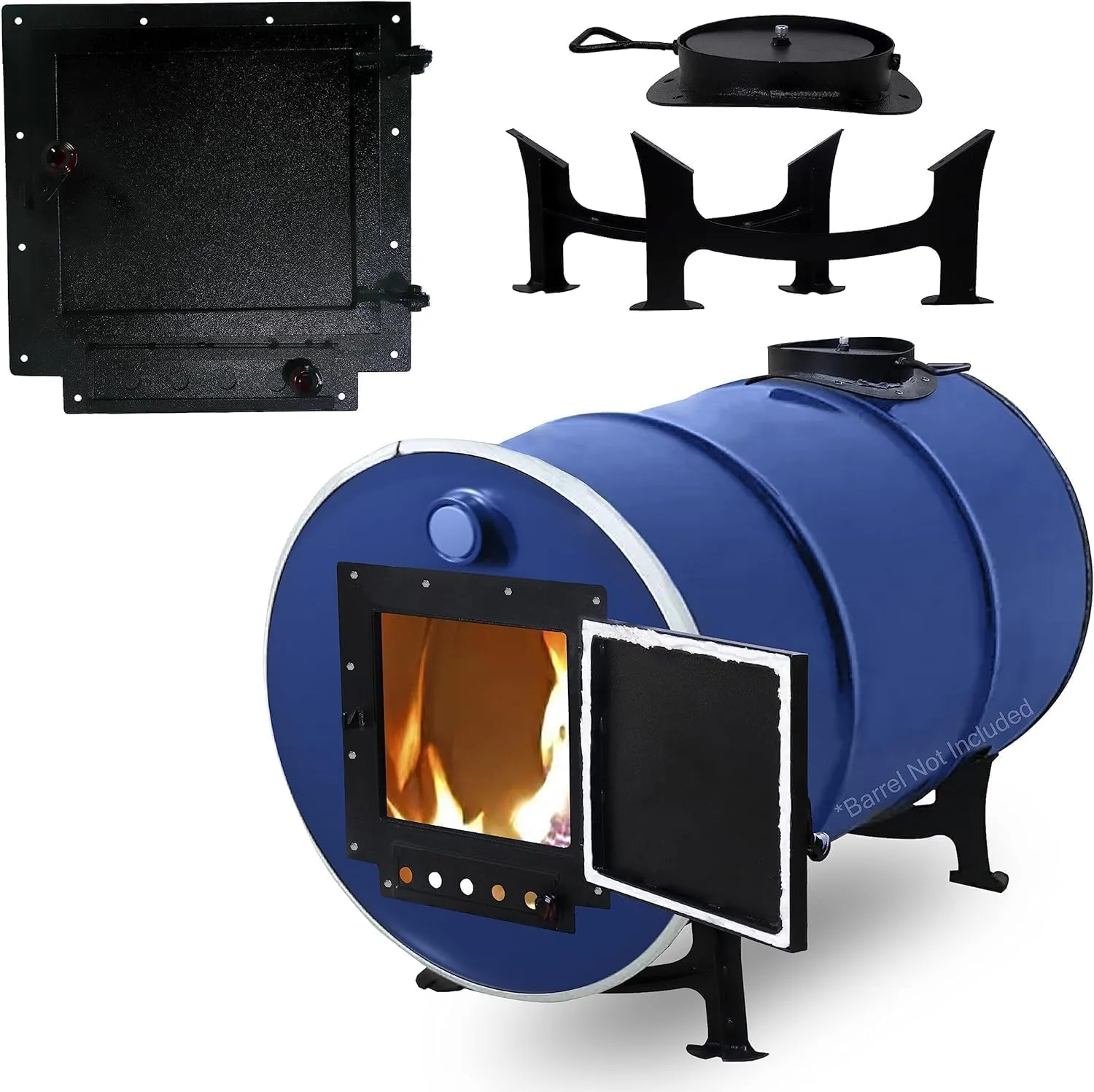 Barrel Stove Kit for 55 Gallon Drum – Perfect For 30-55 Gallon Wood Stove Kit - Camping Equipment Barrel Camp Stove Kit - Fire Wood Camping Stove for Heating & Cooking…
