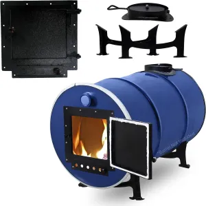 Barrel Stove Kit for 55 Gallon Drum – Perfect For 30-55 Gallon Wood Stove Kit - Camping Equipment Barrel Camp Stove Kit - Fire Wood Camping Stove for Heating & Cooking…