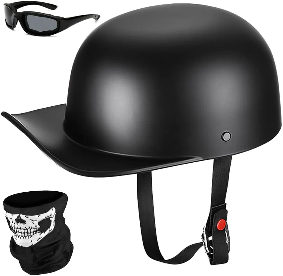Baseball Motorcycle Helmet Half Cap for Bike Cruiser Chopper Moped Scooter- Dot Approved