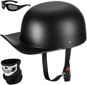 Baseball Motorcycle Helmet Half Cap for Bike Cruiser Chopper Moped Scooter- Dot Approved