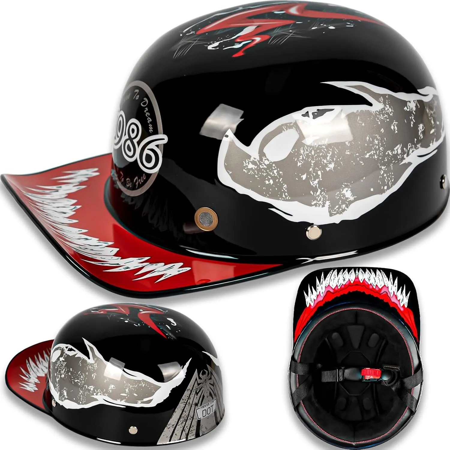 Baseball Style Cap Retro Motorcycle Helmet Unisex-Adult - DOT Approved