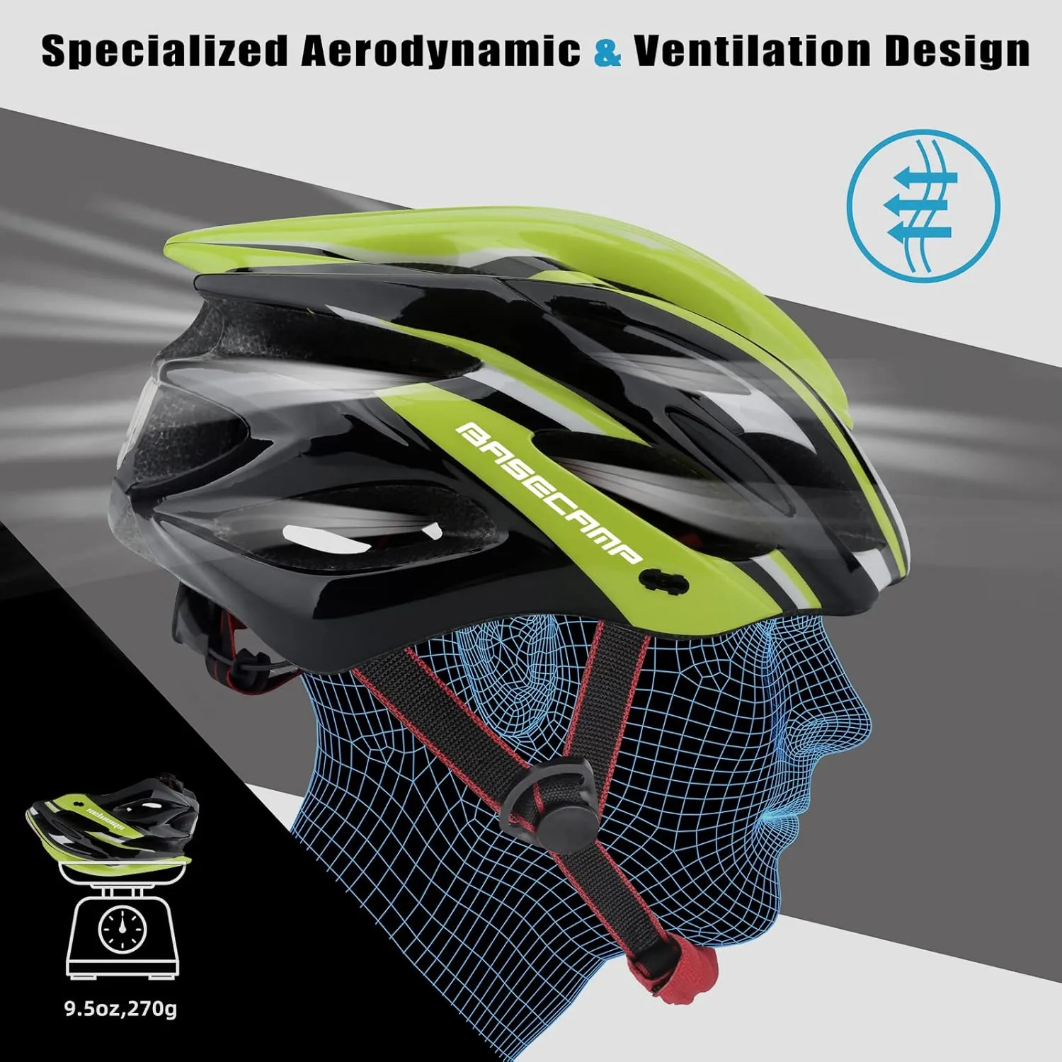 Basecamp Bike Helmet for Women Men with LED Safety Light Removable Sun Visor Lightweight Bicycle Helmet Adjustable Breathable Mountain & Road Cycling Helmets for Adult