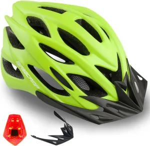 Basecamp Bike Helmet for Women Men with LED Safety Light Removable Sun Visor Lightweight Bicycle Helmet Adjustable Breathable Mountain & Road Cycling Helmets for Adult