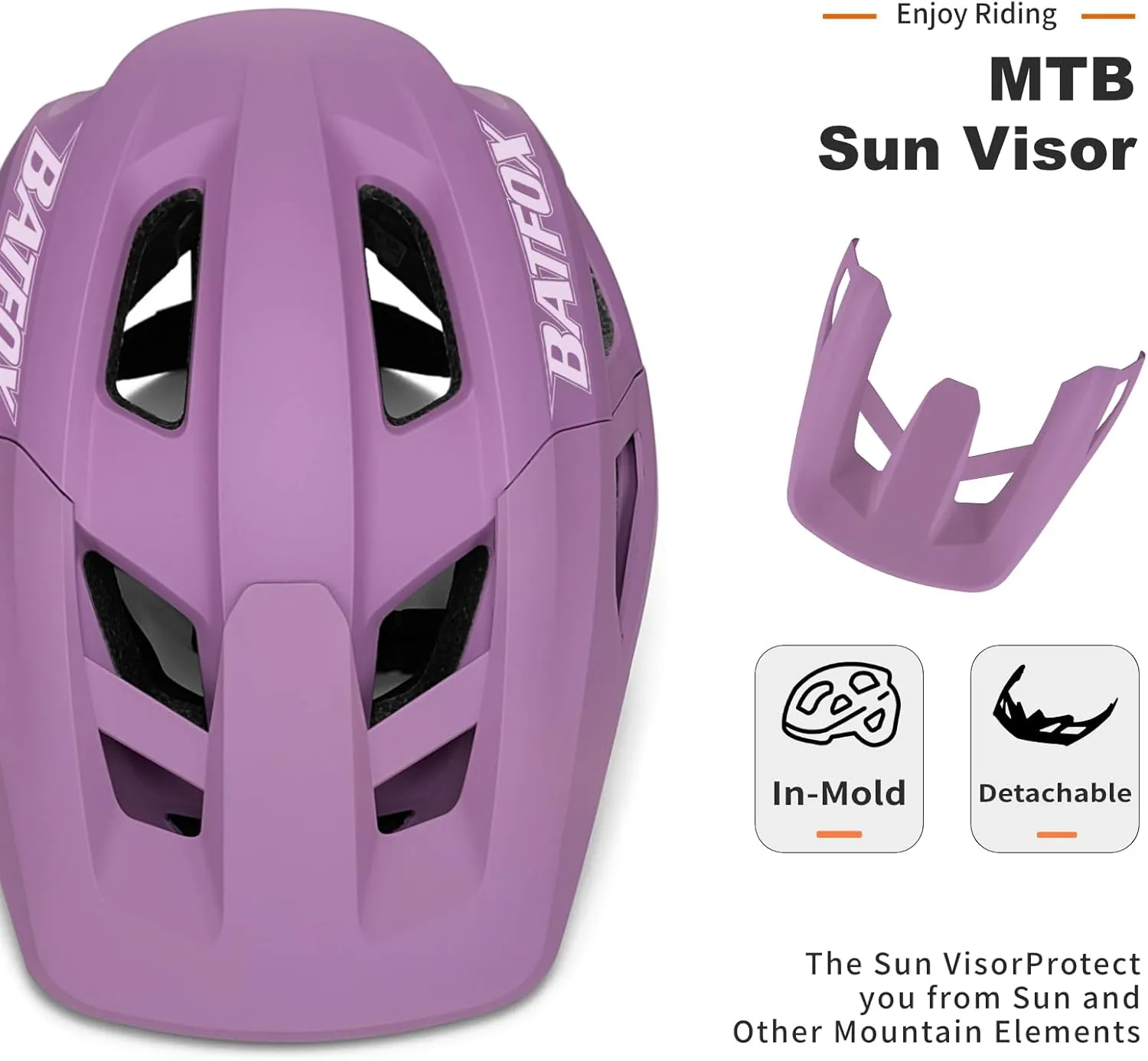 BATFOX Mountain Bike Helmet for Men Women,MTB Bicycle Cycling ebike Helmet for Adults Fit(52-60CM)