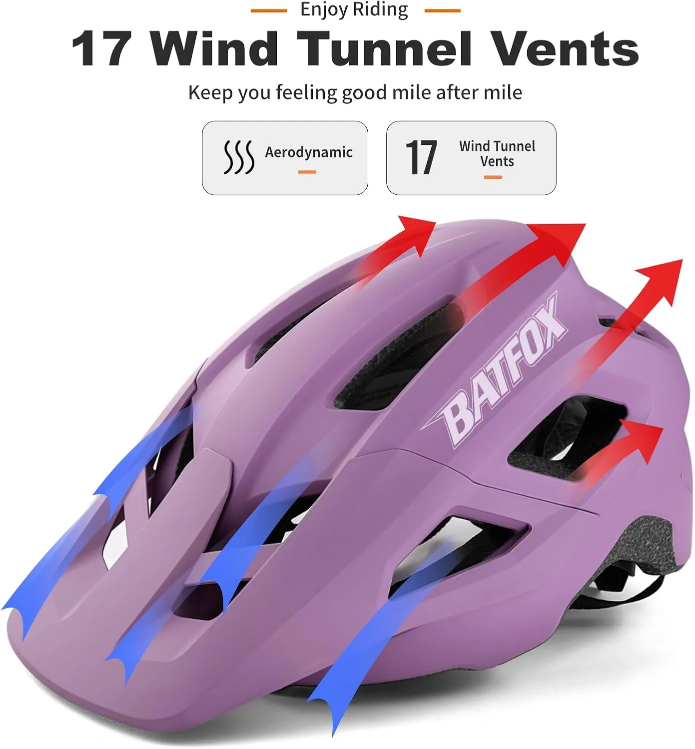 BATFOX Mountain Bike Helmet for Men Women,MTB Bicycle Cycling ebike Helmet for Adults Fit(52-60CM)