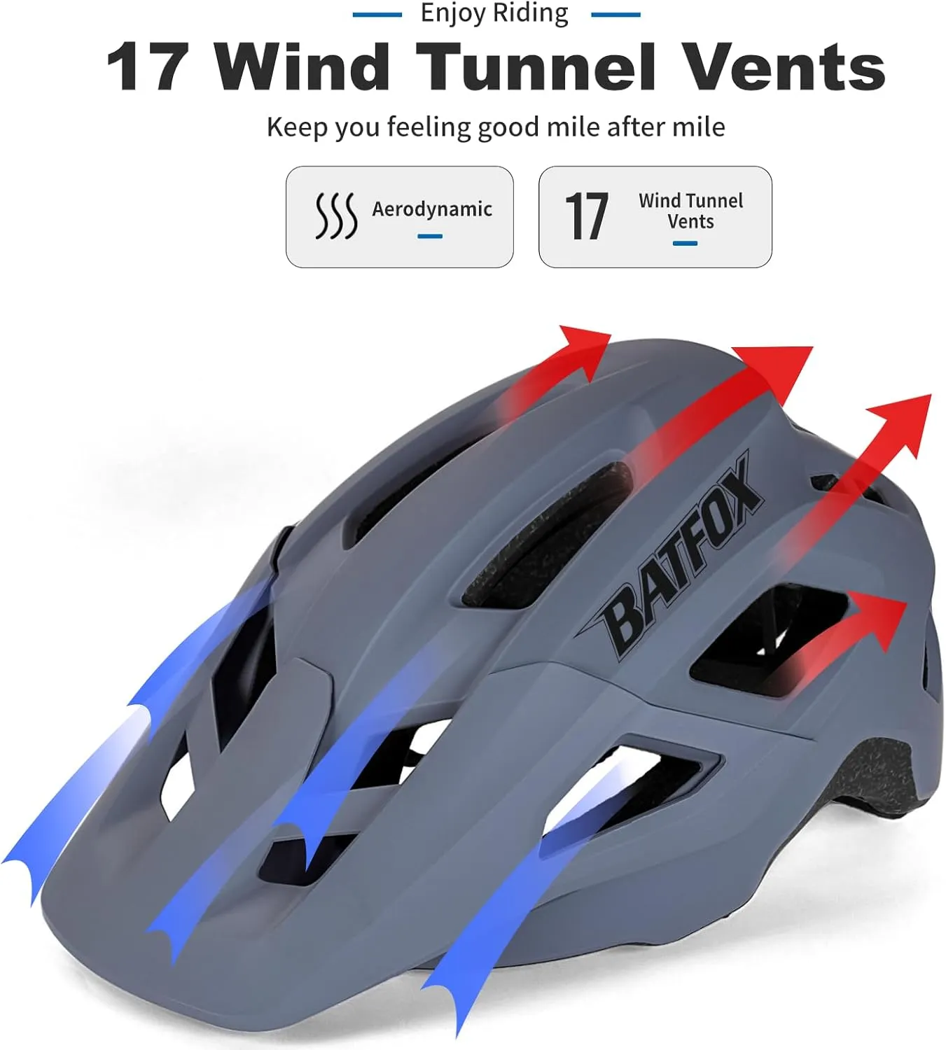 BATFOX Mountain Bike Helmet for Men Women,MTB Bicycle Cycling ebike Helmet for Adults Fit(52-60CM)