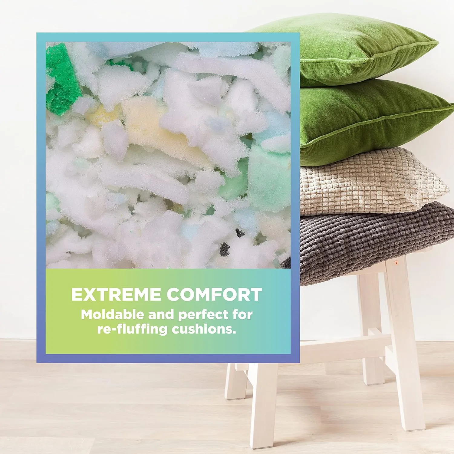 Bean Products Shredded Foam Filling Made from Recycled Materials – Long Lasting Shredded Bean Bag Filler Foam - Lightweight Moldable Foam Filling - 5 LBs