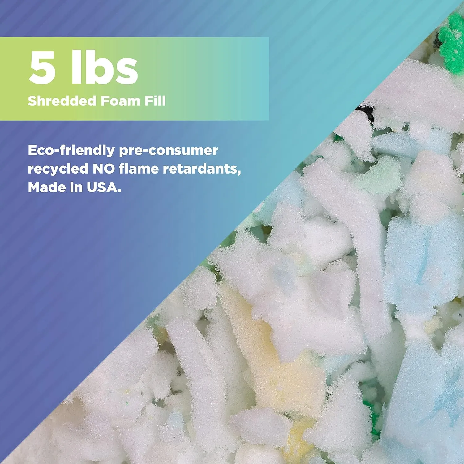 Bean Products Shredded Foam Filling Made from Recycled Materials – Long Lasting Shredded Bean Bag Filler Foam - Lightweight Moldable Foam Filling - 5 LBs
