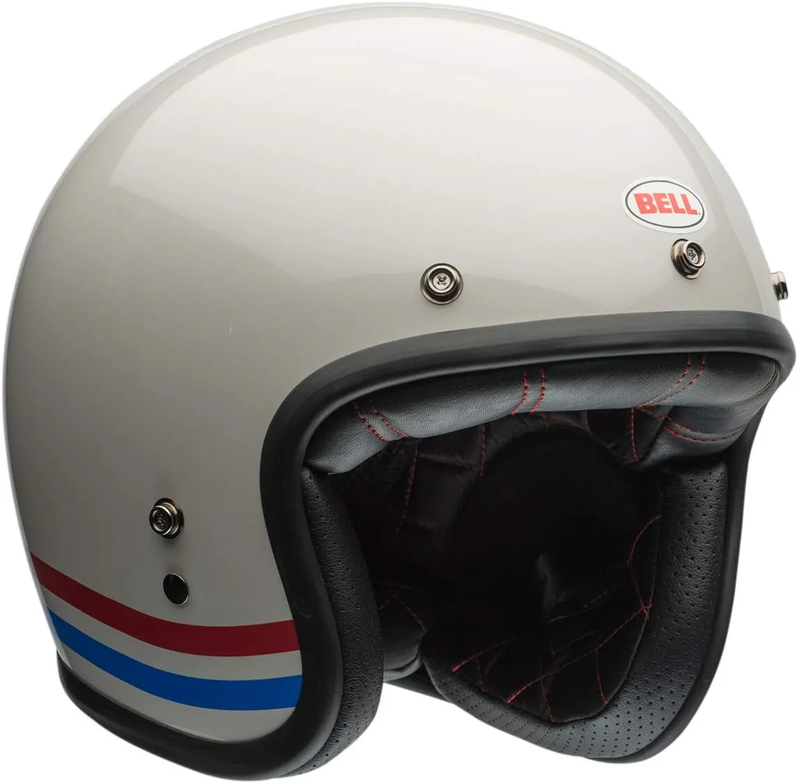 BELL Custom 500 Open-Face Motorcycle Helmet (Stripes Pearl White - Large)