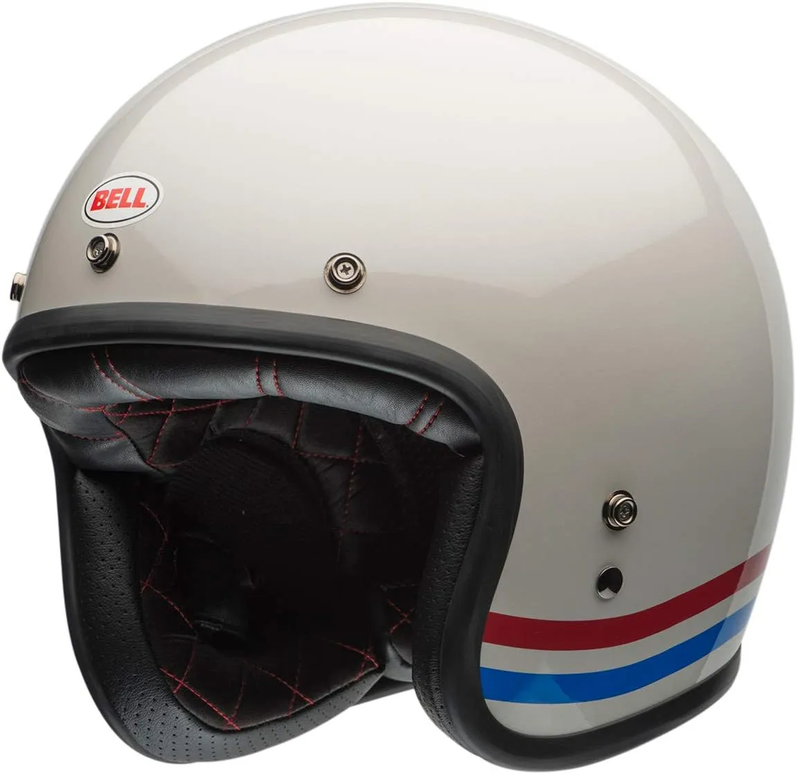BELL Custom 500 Open-Face Motorcycle Helmet (Stripes Pearl White - Large)