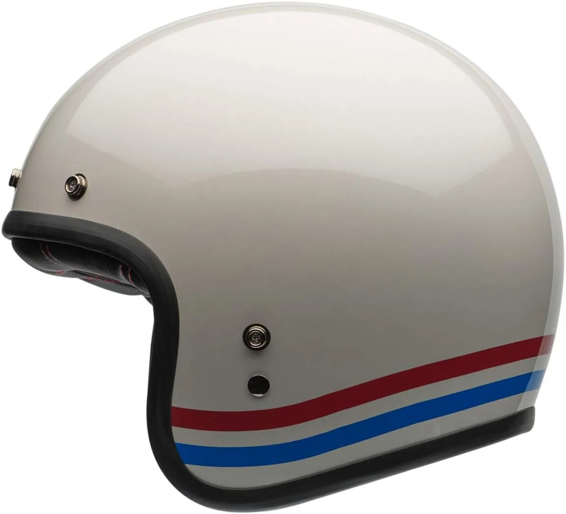 BELL Custom 500 Open-Face Motorcycle Helmet (Stripes Pearl White - Large)