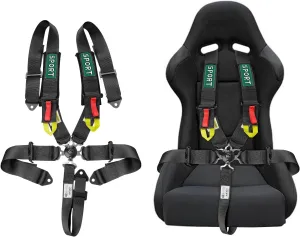 BESTZHEYU 5-Point Racing Harness SFI, 1PC Black Racing Belts 5 Point Harness Sets with Ultra Comfort Heavy Duty 2 Inch Shoulder Pads Fit for Sports Car, Racing Car, Car