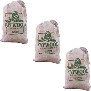 Betterwood Fatwood 10lb Firestarter Burlap Bag (2 Pack) for Campfire, BBQ, or Pellet Stove; Non-Toxic and Water Resistant; Safe and Easy Set- Up