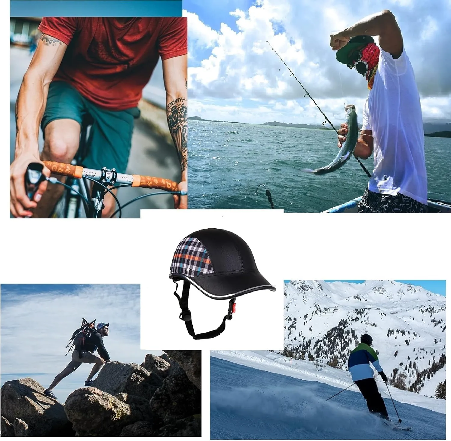 Bicycle Helmet for Adults Small/Large Bike Helmet for Women and Men Adjustable Safe Baseball Cap PU Sunshade 21.7-24.4 INCH Bike Cycling Helmets with 12PCs Reflective Sticker