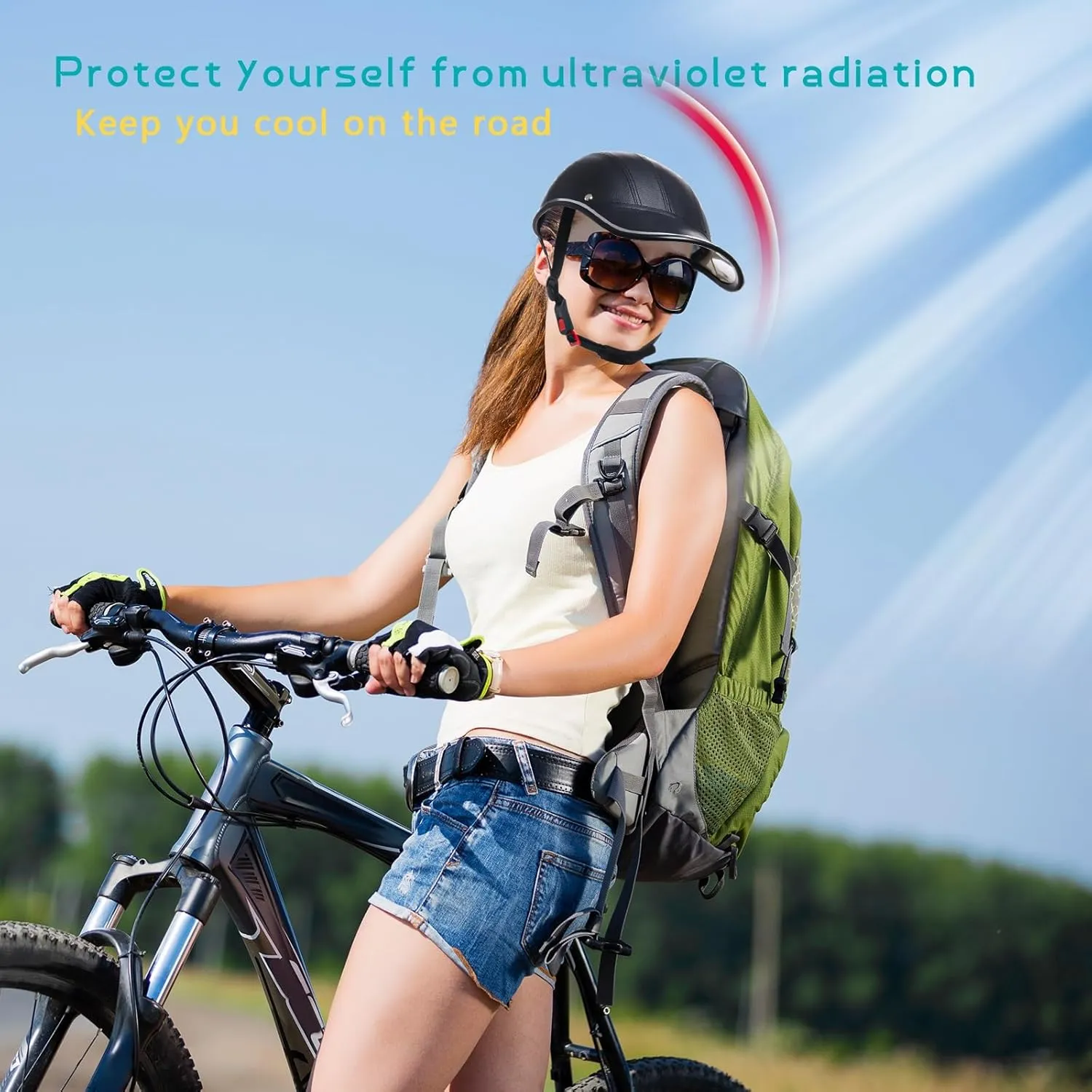 Bicycle Helmet for Adults Small/Large Bike Helmet for Women and Men Adjustable Safe Baseball Cap PU Sunshade 21.7-24.4 INCH Bike Cycling Helmets with 12PCs Reflective Sticker