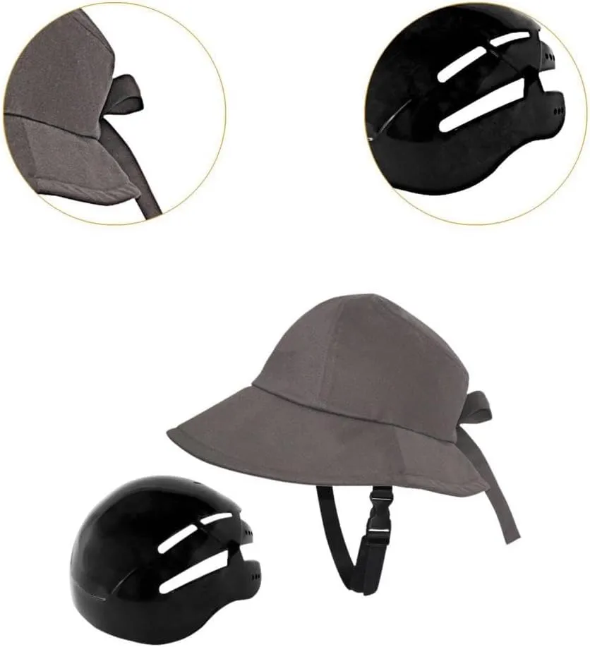 Bicycle Helmet Hat, Adults Bucket Hat with Bike Helmet 58-60cm Safety Head Protection Hat Wide Brim Visor Sun Hat for for Women's Unisex Cycling Riding