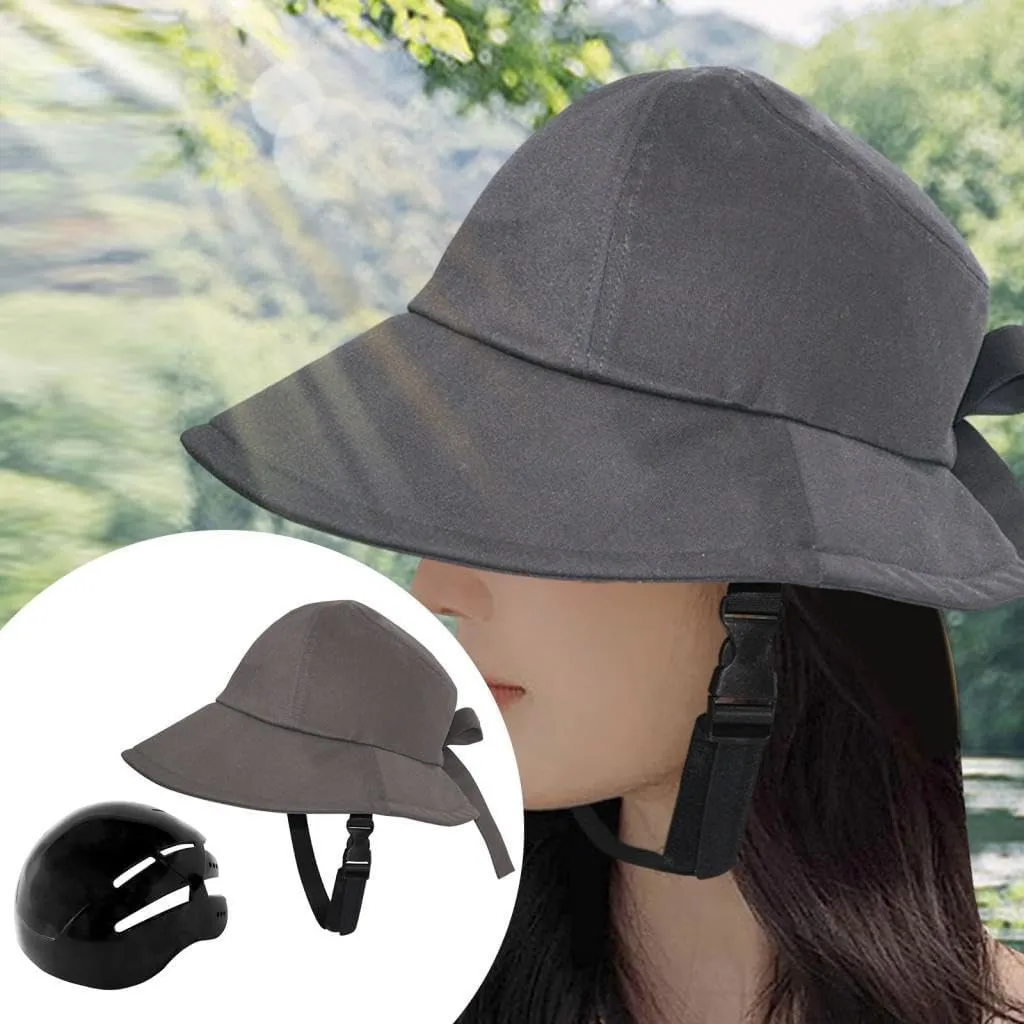 Bicycle Helmet Hat, Adults Bucket Hat with Bike Helmet 58-60cm Safety Head Protection Hat Wide Brim Visor Sun Hat for for Women's Unisex Cycling Riding