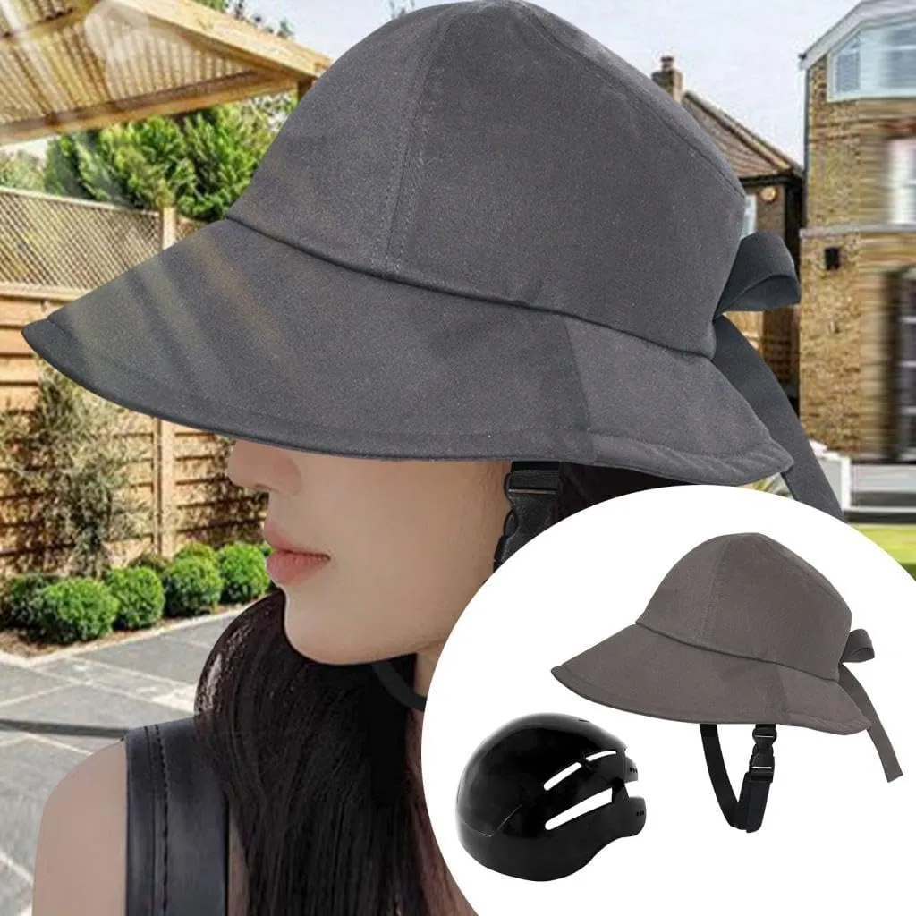 Bicycle Helmet Hat, Adults Bucket Hat with Bike Helmet 58-60cm Safety Head Protection Hat Wide Brim Visor Sun Hat for for Women's Unisex Cycling Riding