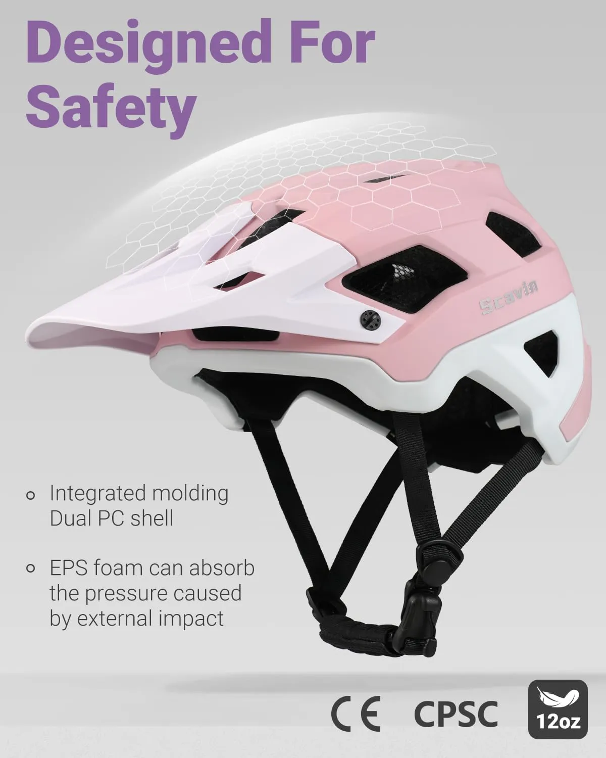 Bike Helmet for Adult, Moutain Road Bicyle Helmet Certified Adjustable MTB Cycling Helmet with Removable Visor and EPS Foam Interior