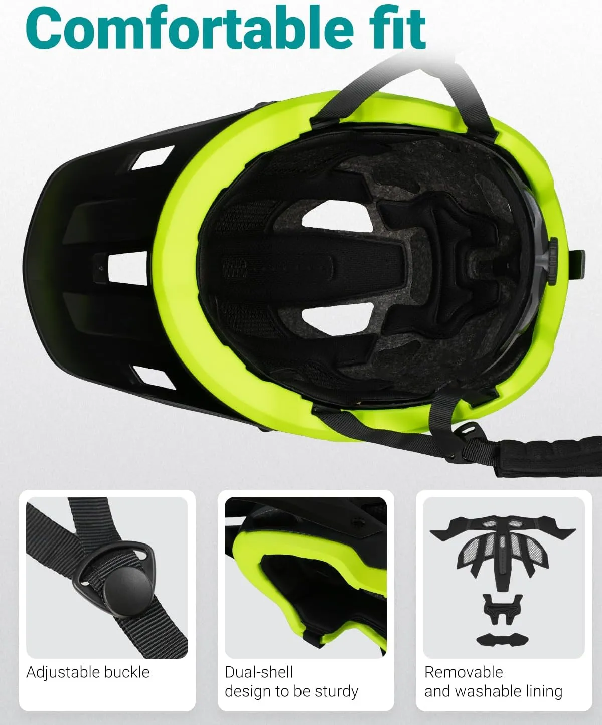 Bike Helmet for Adult, Moutain Road Bicyle Helmet Certified Adjustable MTB Cycling Helmet with Removable Visor and EPS Foam Interior