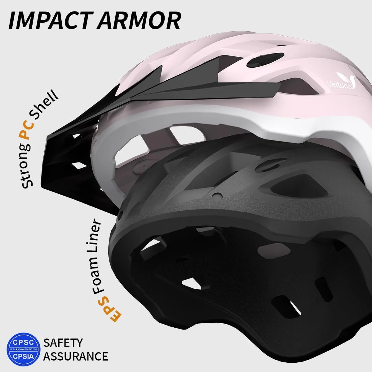 Bike Helmet for Adults, Lightweight Mountain Bicycle Helmet with USB Rechargeable LED Rear Light, Removable Sun Visor for Women, Men, Suitable for Cycling and Commuting