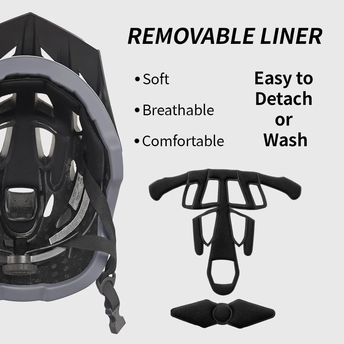 Bike Helmet for Adults, Lightweight Mountain Bicycle Helmet with USB Rechargeable LED Rear Light, Removable Sun Visor for Women, Men, Suitable for Cycling and Commuting