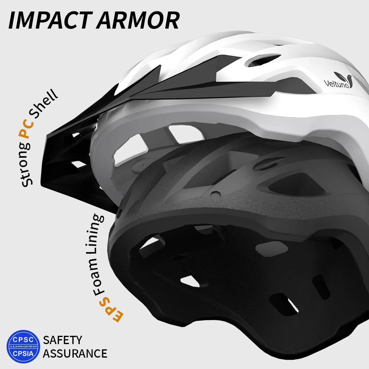 Bike Helmet for Adults, Lightweight Mountain Bicycle Helmet with USB Rechargeable LED Rear Light, Removable Sun Visor for Women, Men, Suitable for Cycling and Commuting