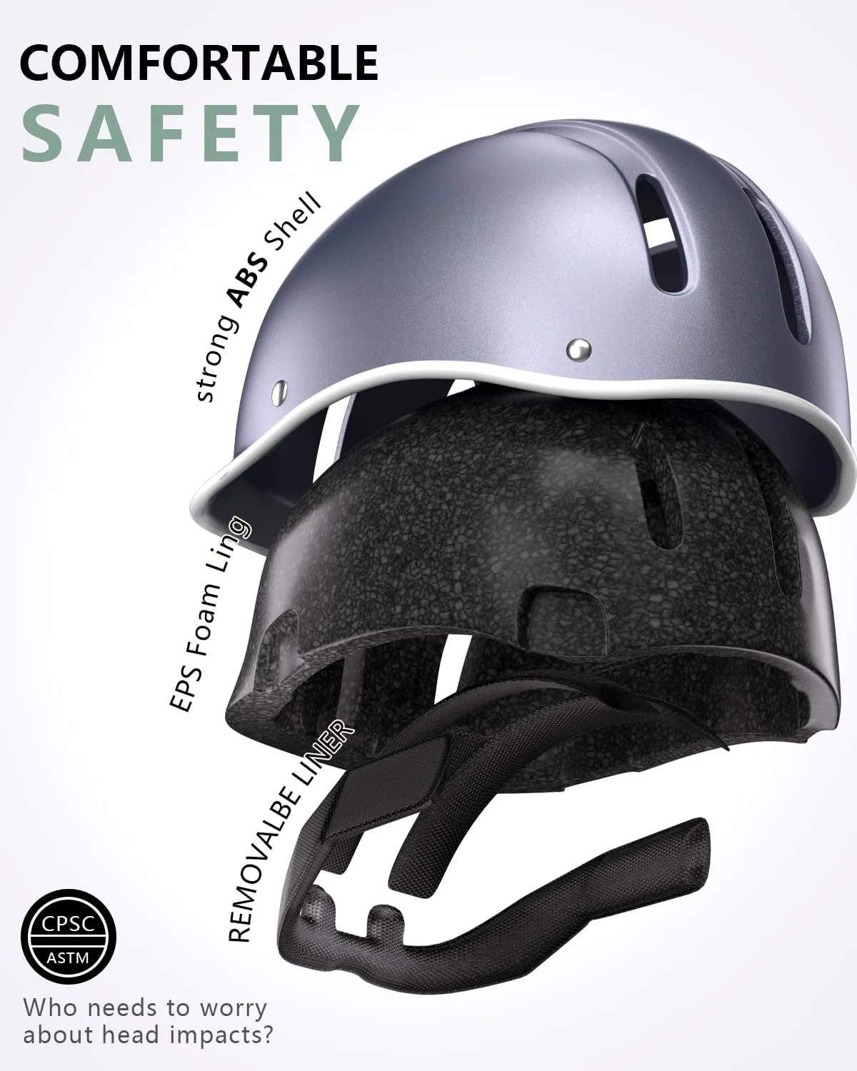 Bike Helmet for Kids Adult, Adjustable Bicycle Helmet for Men & Women, CPSC&ASTM Certified Cycling Helmet for Commuting, Skateboarding, Rollerblading, Road Biking, Skating, Ebike, Scooter