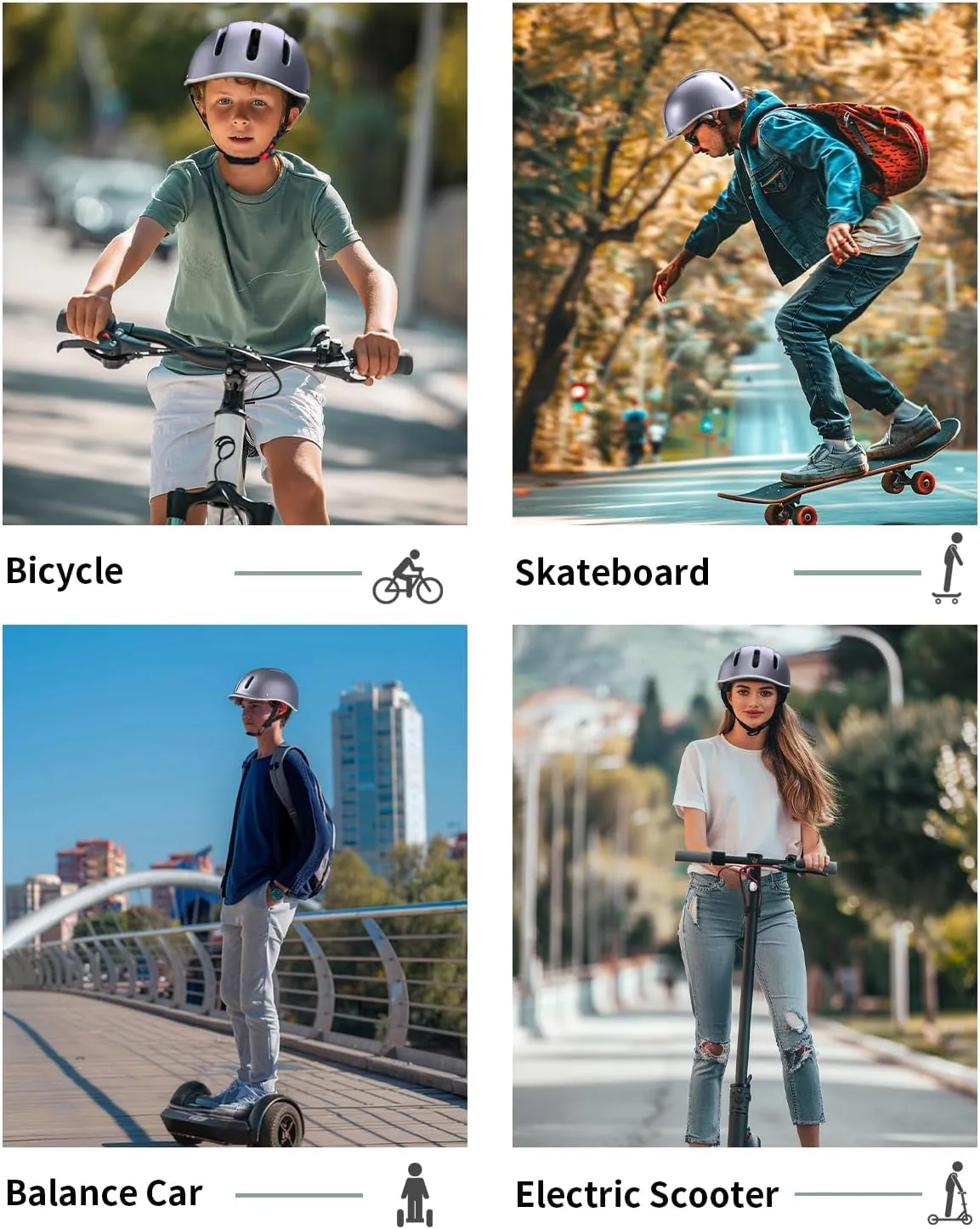 Bike Helmet for Kids Adult, Adjustable Bicycle Helmet for Men & Women, CPSC&ASTM Certified Cycling Helmet for Commuting, Skateboarding, Rollerblading, Road Biking, Skating, Ebike, Scooter