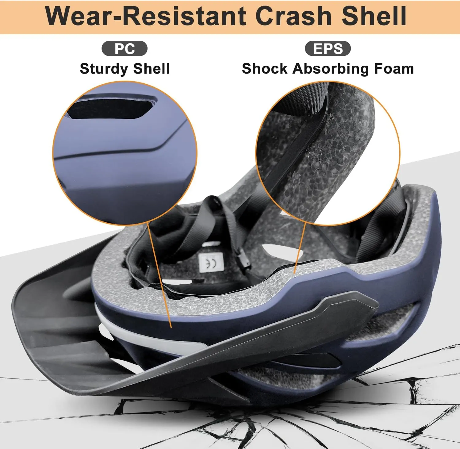Bike Helmet, Helmets for Adults Men, Front and Back LED Lights Safe Certified MTB Road Bicycle Helmet with Adjustable Brim