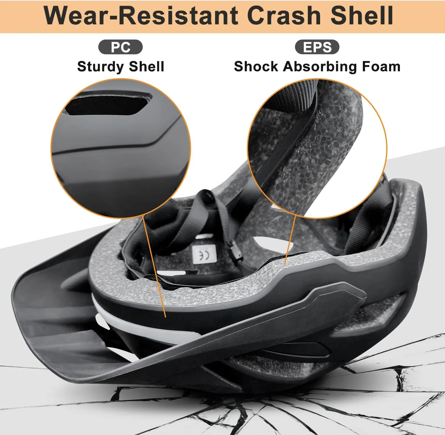 Bike Helmet, Helmets for Adults Men, Front and Back LED Lights Safe Certified MTB Road Bicycle Helmet with Adjustable Brim