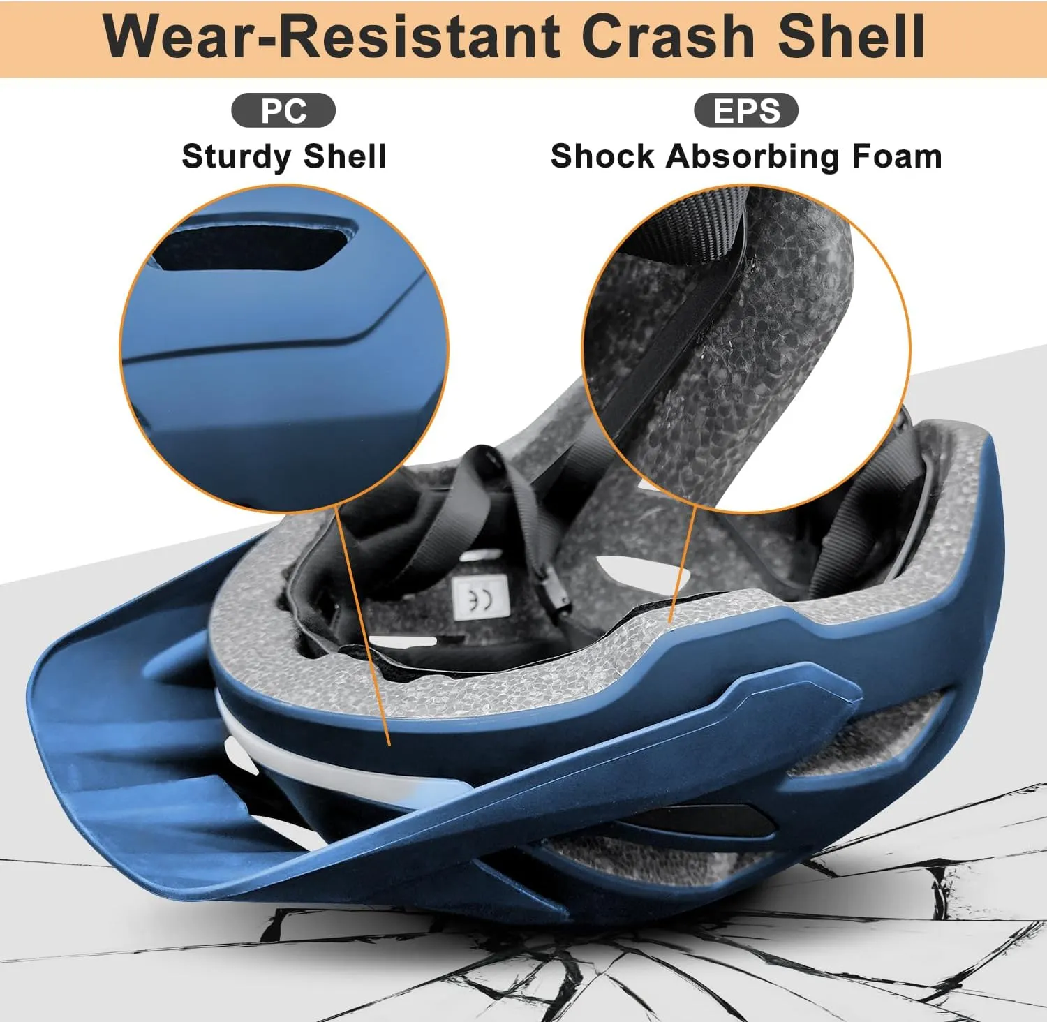Bike Helmet, Helmets for Adults Men, Front and Back LED Lights Safe Certified MTB Road Bicycle Helmet with Adjustable Brim