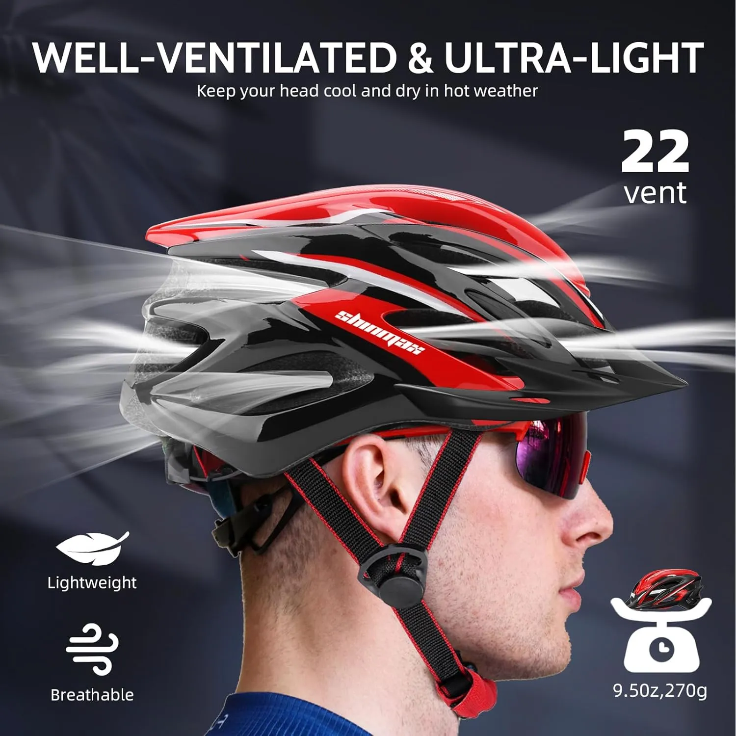 Bike Helmet Men Women, Shinmax Bicycle Helmet with Rear Light and Detachable Visor