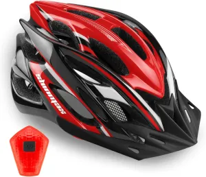 Bike Helmet Men Women, Shinmax Bicycle Helmet with Rear Light and Detachable Visor