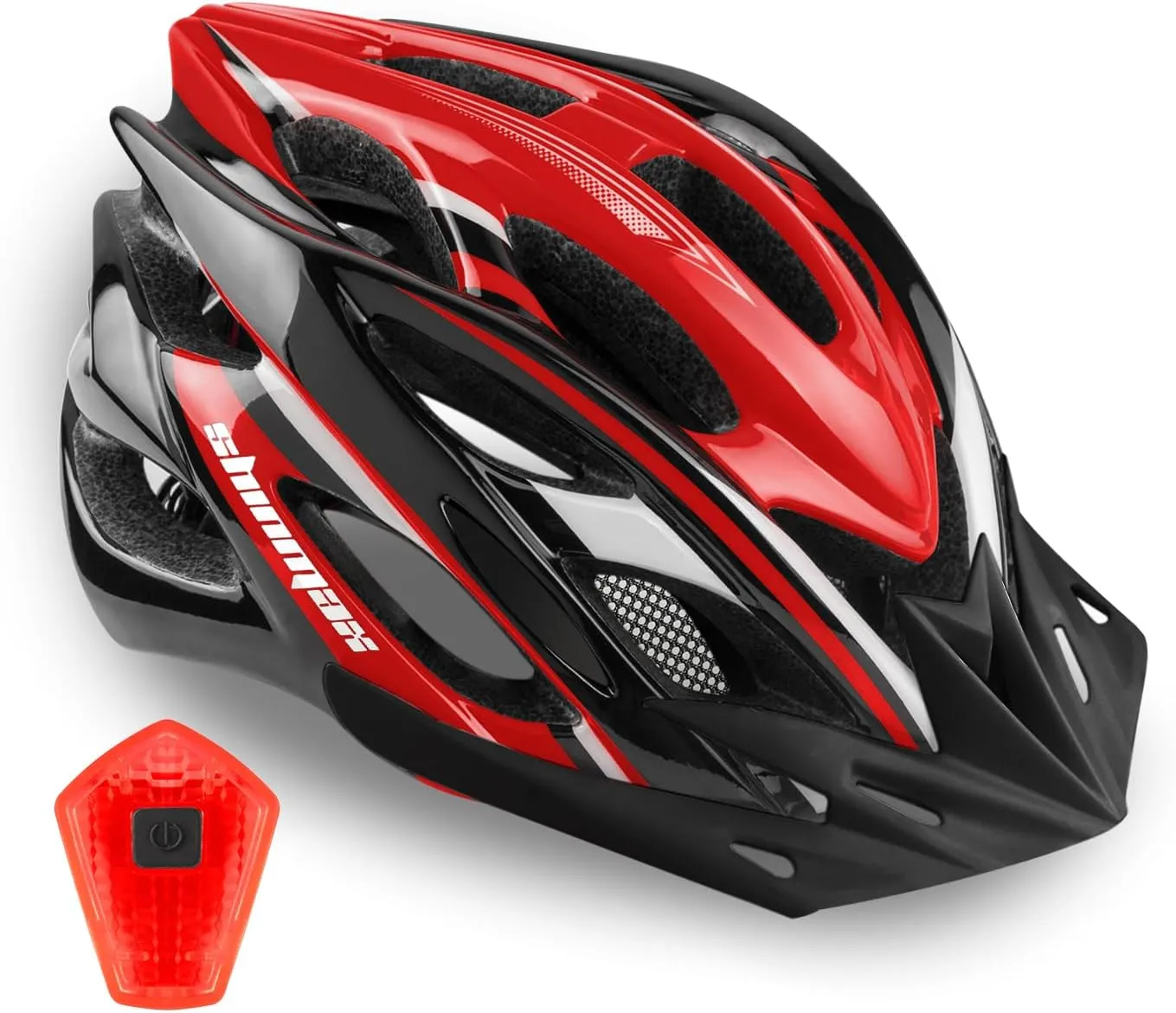 Bike Helmet Men Women, Shinmax Bicycle Helmet with Rear Light and Detachable Visor